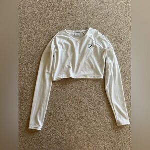 Gymshark White Training Long Sleeve Crop Top